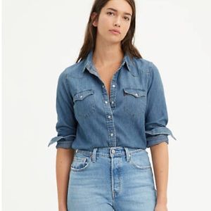 LEVI’S Country Western Long Sleeve Denim Snap Top